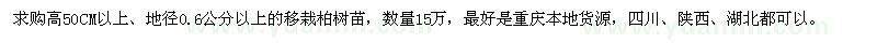 求購高50公分以上的柏樹苗15萬