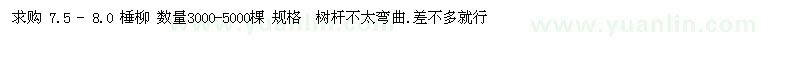 求購7.5 - 8.0 棰柳  數(shù)量3000-5000棵