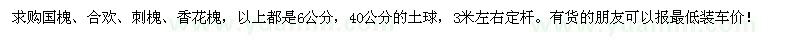 求購國槐,合歡,刺槐,香花槐