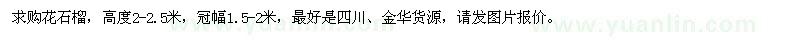 求購高度2-2.5米花石榴