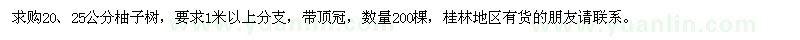 求購20、25公分柚子樹
