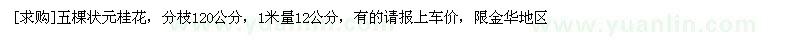 求購五棵狀元桂花，分枝120公分