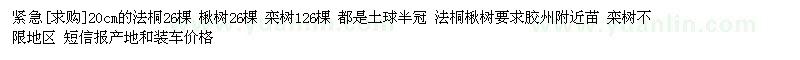 求購20cm的法桐26棵 楸樹26棵 欒樹126棵