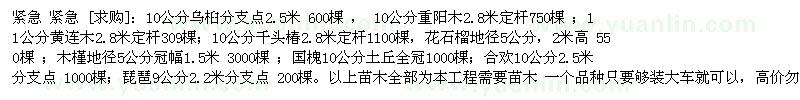 求購(gòu)烏桕、重陽(yáng)木、黃連木