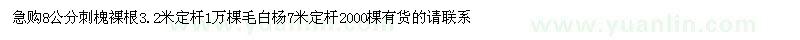 求購8公分刺槐裸根
