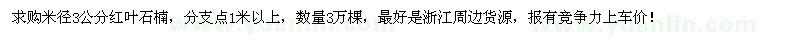 求購米徑3公分紅葉石楠