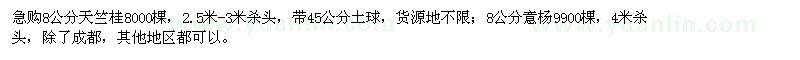 求購8公分意楊、天竺桂