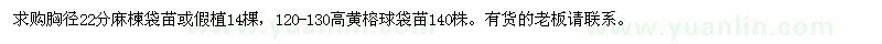 求購(gòu)麻楝、黃榕球