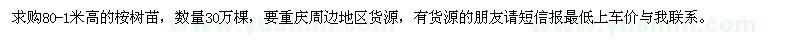 求購80-1米高的桉樹苗
