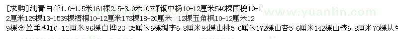 求購純青白仟 銀中楊 國槐