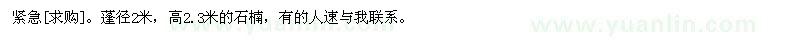 求購(gòu)蓬徑2米，高2.3米的石楠