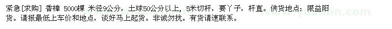 求購香樟 5000棵 米徑9公分