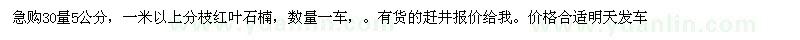 求購30量5公分，一米以上分枝紅葉石楠