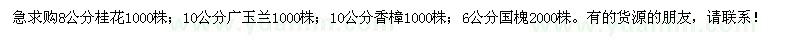 求購(gòu)8公分桂花，10公分廣玉蘭、香樟，6公分國(guó)槐