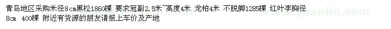 求購(gòu)米徑8cm黑松 龍柏 紅葉李