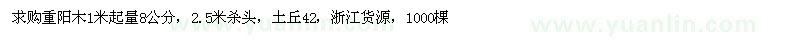 求購重陽木1米起量8公分