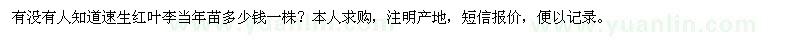 求購(gòu)速生紅葉李 