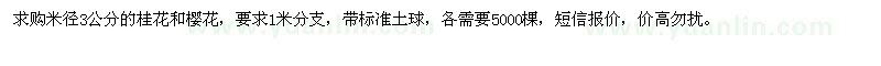 求購(gòu)米徑3公分的桂花和櫻花 