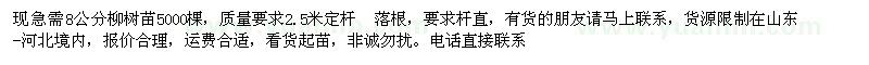 求購8公分柳樹苗