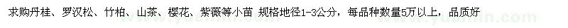 求購丹桂、羅漢松、竹柏、山茶、櫻花、紫薇等小苗