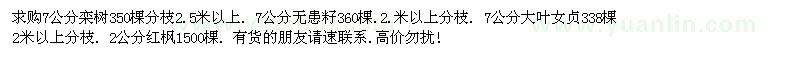 求購7公分欒樹、無患籽、大葉女貞