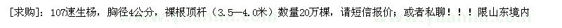 求購107速生楊，胸徑4公分