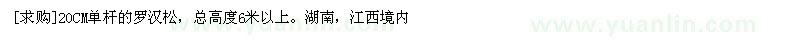 求購20CM單桿的羅漢松，總高度6米以上