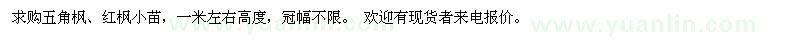 求購五角楓、紅楓小苗