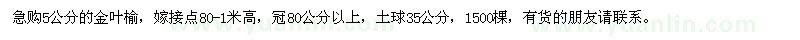 求購(gòu)5公分的金葉榆