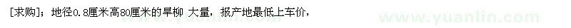 求購地徑0.8厘米高80厘米的旱柳