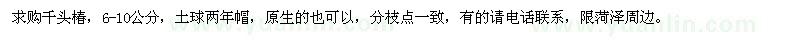 求購6-10公分千頭椿