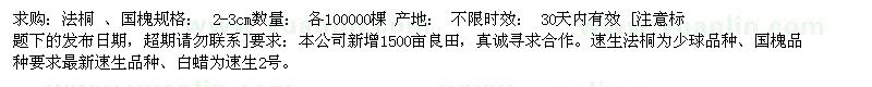 求購(gòu)法桐 、國(guó)槐2-3cm 各100000棵棵