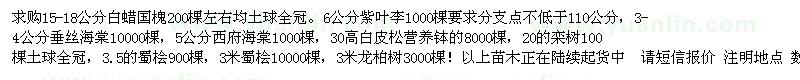 求購15-18公分白蠟、國槐200棵左右均土球全冠
