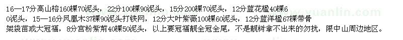 求購高山榕　鳳凰木　宮粉紫荊