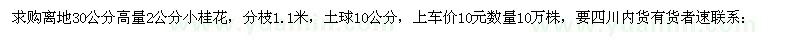 求購(gòu)離地30公分高量2公分小桂花