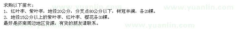 求購紫葉李、紅葉李、櫻花
