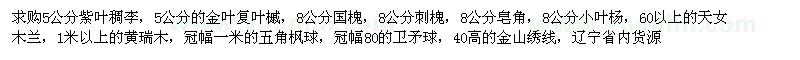求購紫葉稠李、金葉復(fù)葉槭、國槐、衛(wèi)矛球