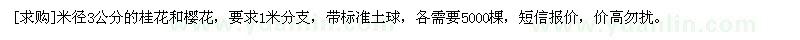 求購米徑3公分的桂花和櫻花
