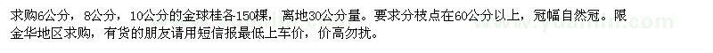求購(gòu)6公分，8公分，10公分的金球桂各150棵