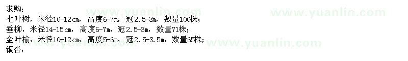 求購七葉樹,垂柳,金葉榆,白蠟,黑松,國槐