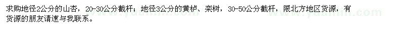 求購(gòu)山杏、黃櫨、欒樹
