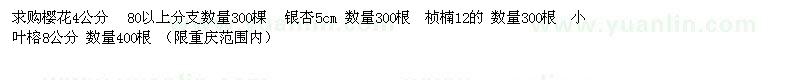 求購櫻花、銀杏、楨楠、小葉榕