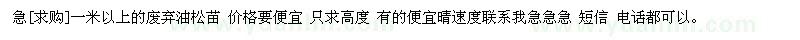 求購一米以上的廢棄油松苗