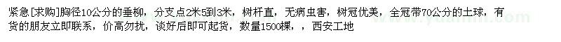 求購胸徑10公分的垂柳