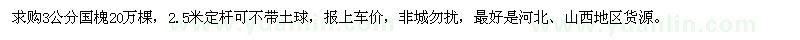 求購(gòu)3公分國(guó)槐20萬(wàn)棵 