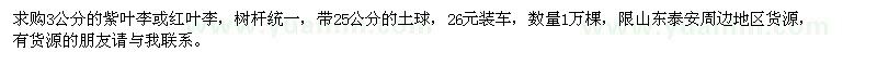 求購(gòu)紫葉李（紅葉李）