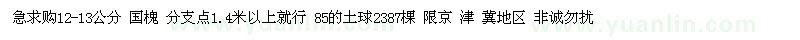 求購(gòu)12-13公分 國(guó)槐 分支點(diǎn)1.4米以上