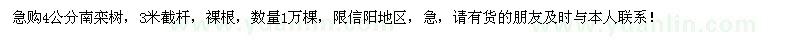 求購4公分欒樹1萬棵