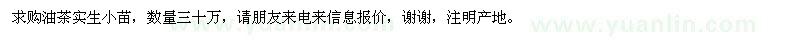 求購(gòu)油茶當(dāng)年實(shí)生小苗