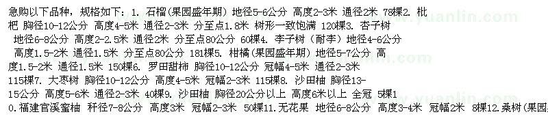求購(gòu)石榴 枇杷樹(shù) 李子樹(shù) 棗樹(shù) 桑樹(shù) 無(wú)花果樹(shù)等